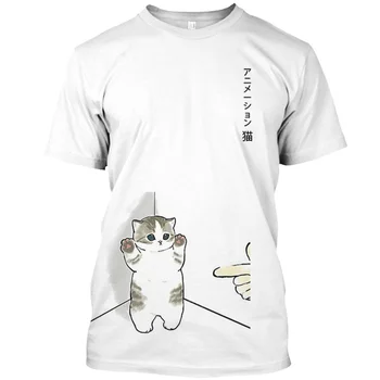 Забавни тениски за мъже, мъжки дрехи с 3D принтом котка, върхове със собствени животни, тениски, Свободни тениски оверсайз улично дизайнер с къс ръкав
