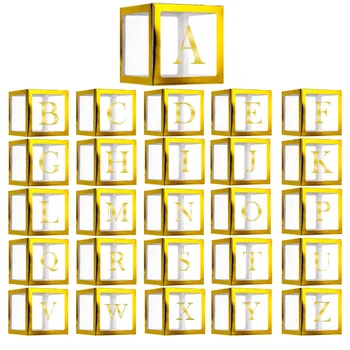 Златни Букви Прозрачна Кутия За Балони-Изненади Признание В Любов Украса за Сватба, Рожден Ден, Партита на Едро