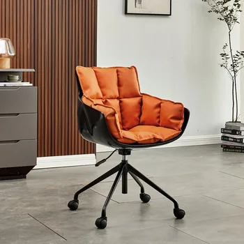 Италиански минималистичен компютърен стол с облегалка, домашен мускулен стол от фибростъкло, чист червен дизайнерски, лесен луксозни всекидневни офис стол