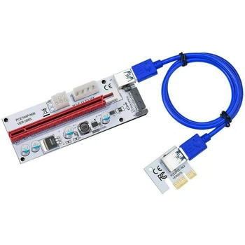 Кабел PCI-E, с разширение на изображението от 1X до 16X Такса адаптер Странично за майнинга Ethereum ETH, 60 cm Кабел USB 3.0 (ВЕРСИЯ 008S)