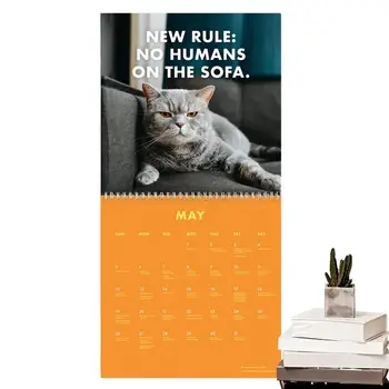 Календар разозленных котки в 2024 година, Забавен Стенен календар, домашен планер и органайзер за всеки ден, за любителите на котки, Преносим Месечен календар