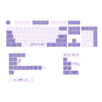 Капачки за комбинации PBT 136 бр. Комплект за дублиране на клавишите в розова теми MDA за механична клавиатура за момичета