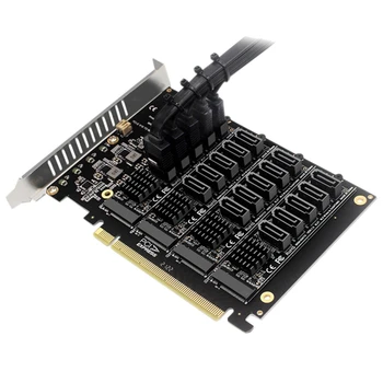 Карта на PCI-E SATA PCIE X16 NVME М 2 Разширяване на RAID-масив до 20-пристанищен адаптер с чип JMB585