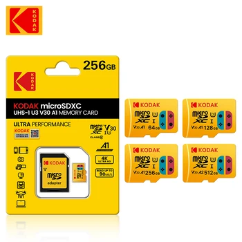 Карта памет Kodak A1 UHS-I 128 GB, 256 GB, 512 GB U3 Високоскоростна Карта Micro SD Flash TF SD-Карта за Фотоапарат / Смартфон / Игри