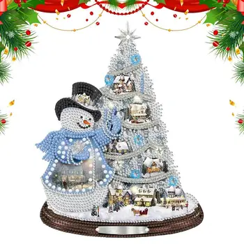 Картина от кристал и планински кристал Коледна украса от планински кристал Снежен човек за стенна украса на дома