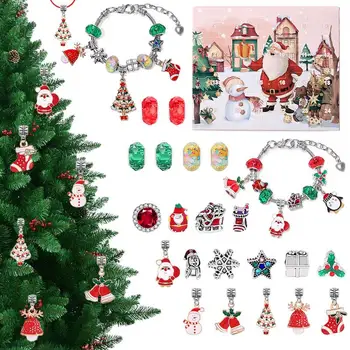 Коледен календар за обратно броене, Коледни Комплекти за гривни ръце, 24 Ден на забавление и творчество, комплект за бижута, Коледа