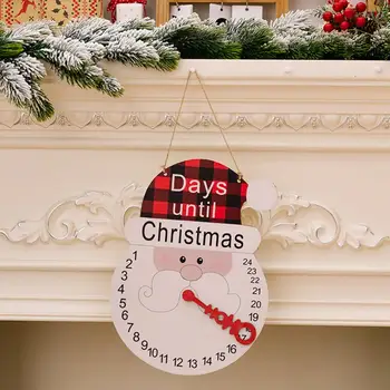 Коледен календар с Снеговиком Коледен Календар за обратно броене Празничен Дървен стенен календар Коледна клетчатая шапка Старец Цилиндър Снежен човек