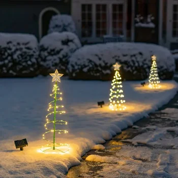 Коледен Слънчев led лампа, Коледна украса на градината, Венец, водоустойчив гирлянди, Празнична слънчева светлина, Венец Приказка