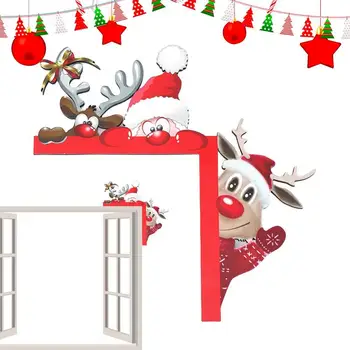 Коледна украса рамката на Вратата, Дядо-Лосове, Дървена Ъглова Врата табела, Дограма, Коледни Украси За дома, Коледа Креативен Подарък