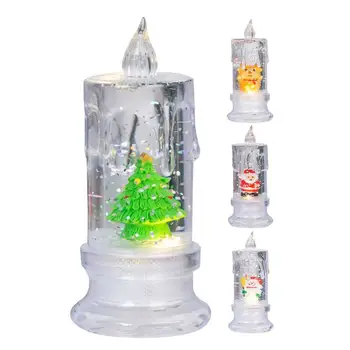 Коледни Електрически свещи, окачени свещи във формата на Дядо коледа-на снежен човек, коледна украса, Нощен Водна колело, светлина за спални