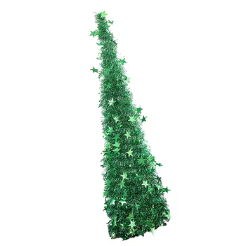 Коледно дърво Сгъваема Коледно дърво с пайети, сърма, Статуетка от блестящи коледни елхи, централно украса Зелена класически коледни елхи за домашно стая