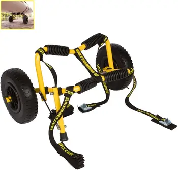 Количка за превоз на каяк, количка за ремарке SK с безвоздушными колела и каишки, жълти, (22-1166)