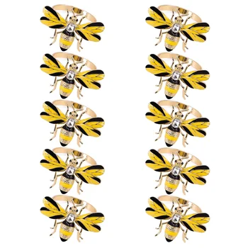 Комплект от 10 Пчели Обтегач За Салфетки Пръстен За Салфетки Сплав Насекомо Диамантена Тока Хартиени Кърпи, Държач За Кърпички