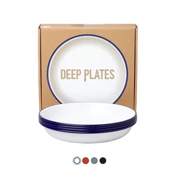 комплект от 4 теми, четири емайлирани чинии дълбочина 22 см, идеални за подаване на пресни салати или тестени изделия.