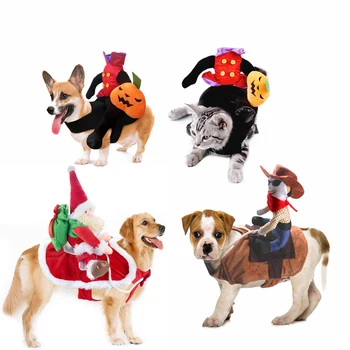 Костюм на куче и котка, Коледен костюм Каубой, конник, кон, Забавно облекло за кучета и котки, cosplay-рокля за малки, Средни и Големи кучета