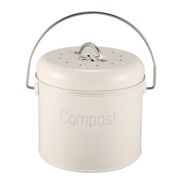 Кофа кофа за компост, 3 л - Кухненско кофа кофа за компост от неръждаема стомана - Кухненски компостера за хранителни отпадъци - Въглероден филтър