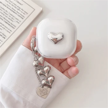 Красиви сребърни слушалки в формата на сърце, мек калъф за Samsung Galaxy Рецептори на Живо с покритие от мъниста, висящ калъф за Samsung Рецептори 2 Pro