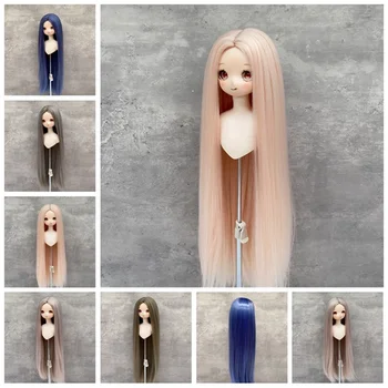 Куклен перука за 1/3 1/4 1/6 кукли Bjd С дълга права коса, разделени по средата, от мек высокотемпературного коприна, играчки за момичета, аксесоари за кукли, без кукли
