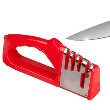 Кухненски 4-сегментная острилка за ножове, домакински многофункционален ръчен трехцелевой черно воденичен камък