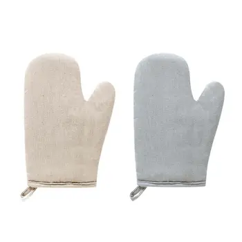 Кухненски Топлоустойчиви ръкавици 448B от памук и лен за печене, барбекю, кухненски ръкавици за микровълнова фурна