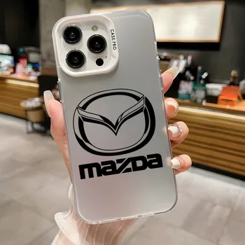 Луксозен Автомобилен логото на Mazda матово сребрист цвят за Xiaomi Redmi 12 11 13T Poco X3 X5 M3 Pro Lite здрав алуминий плътни джоба