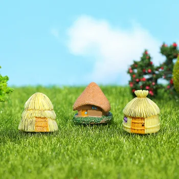Миниатюрна фигурка, Скъпа Малка къщичка със сламен покрив, Микроландшафтные украса за декориране на дома, Градината, аксесоари за diy