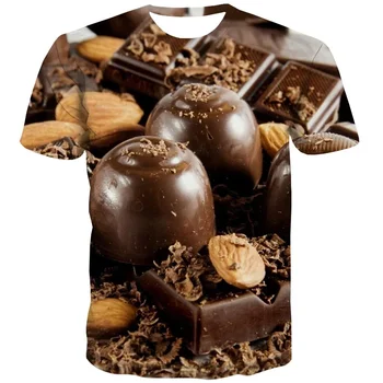Мъжка тениска с 3D-принтом и шоколадов модел, Градинска риза в стил Хип-Хоп, Неутрални, С къс ръкав, Модерна Детска Тениска, Връхни дрехи