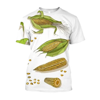 Мъжка тениска с 3D принтом пшеница и царевица, дрехи с кръгло деколте, къси ръкави, жизнена сила, градинска, алтернативна, младежка мода, висока