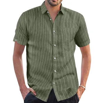 Мъжки ризи Летни Шарени блузи с къс ръкав и отложным яка Реколта Свободни Бизнес Офис Плажни Удобни ризи