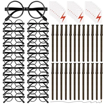 набор от подаръци за тематични партита 72x Wizard включва 24 Молив-пръчки 24 Магически Очила с кръгли рамки очила, без лещи 24 Татуировки