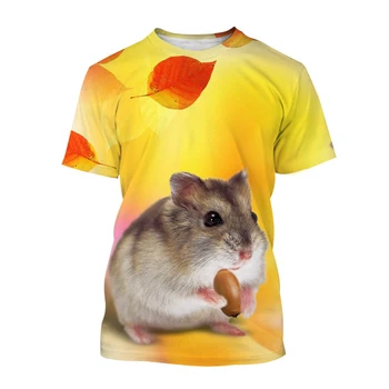 Нова лятна мода ежедневни тениски с 3D принтом хамстер, тениска с хубаво животно-хипстером