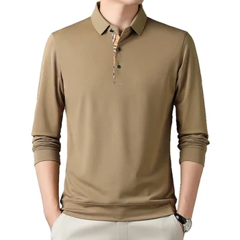 Нова мъжки ежедневни поло риза с дълъг ръкав, бизнес случайни мъжки топ, 6 цвята, есенна мода