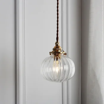Окачен лампа от скандинавския стъкло, окачена лампа в стил Ретро, за трапезария, Творчески Минималистичен Прозрачна лампа E27 за осветление на ресторанта.