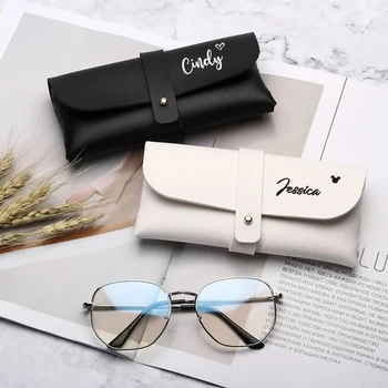 Персонализирани калъф за очила Кожена Мека чанта за очила Преносим калъф за слънчеви очила за сватба, рожден Ден шаферките, подарък за меден месец