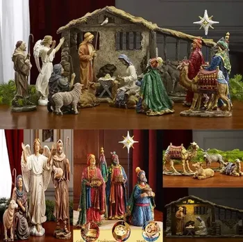 Подаръци Трима Крале В Реалния Живот Коледен Коледен комплект Фигурки Саграда Фамилия на Статуи, Бижута за Вертепа Декорация на дома