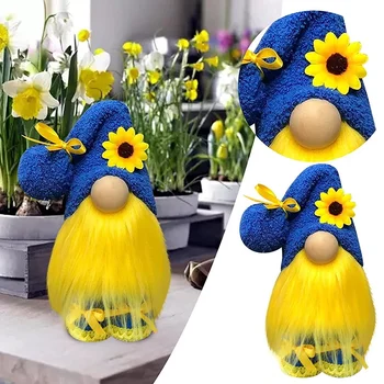 Пролет-лято на Слънчогледа Ръчно изработени, Безлични Плюшен Украинската кукла-гномик, Украса за дома, Декорация, Детски подаръци