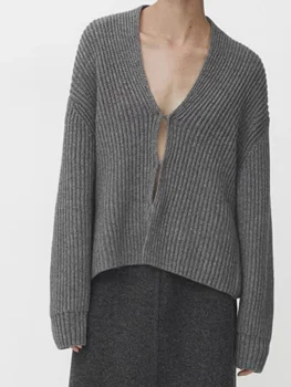 Пуловер за жени 2023, Нов модерен обикновен мек Секси вязаный пуловер с дълъг ръкав