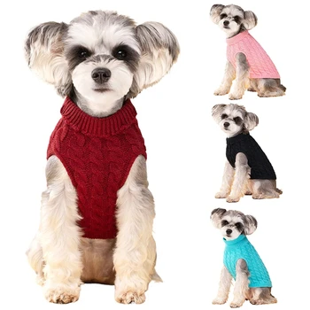 Пуловер за малки кучета, облекло за кутрета, зимна топла поло, костюм за шнауцера и мопс чихуахуа, Дрехи за домашни любимци MZXM