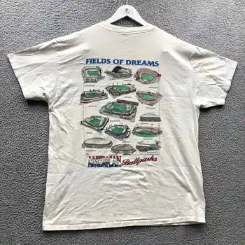 Реколта тениска Field Of Dreams на 90-те години, American Ballparks, мъжки, XL, бяла, с шарени