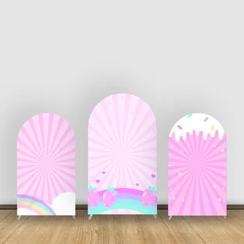 Розово Дъгата Тематичен Фон На Балон С Адаптивен Дизайн На Арх-На Фона На Покрива Украса Фотосесия За Фестивални Партита