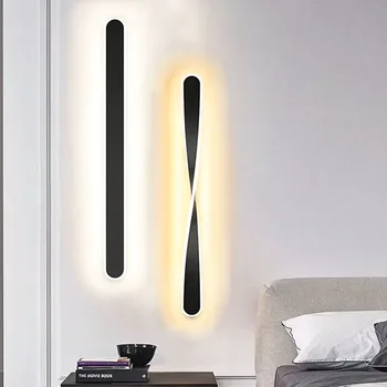 Скандинавски led монтиран на стената лампа, минималистичная ивица, Нощно шкафче за спалня, Стълба за дневна, Модерно стенни аплици, лампа за дома, Блясък