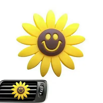Скоба за парфюми Sunflower, скоба за парфюми Sunflower с дупка за ароматна карта, дифузер, Скоба за слънчоглед, който подобрява вентилацията на салона на автомобила