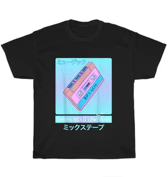 Смесени лента 80-те години, японската Отаку, естетична тениска Vaporwave Art, мъжки забавна тениска подарък с дълъг ръкав