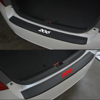 Стайлинг от въглеродни влакна, изкуствена кожа, Защитно накладка задна броня, Защитен панел на багажника, автоаксесоари за Peugeot 206
