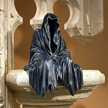 Статуята на Черно Мрачно Жнеца, Вълнуваща мантъл, Нощен Краулер, Настолни фигурки от смола, украса за скулптури призраци на ужасите