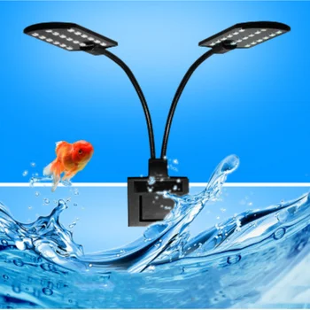 Супертонкий led аквариумный аквариум с рибки, двойна глава лампа, Осветление за отглеждане на водни растения, Прибиращ водоустойчива лампа-клипса