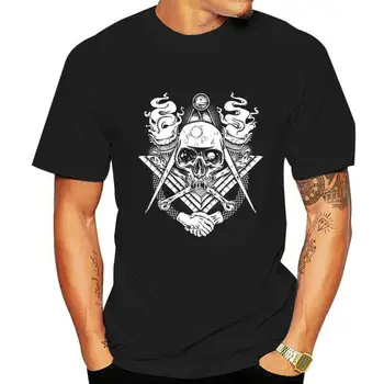 Тениска Freemason С черепа масона и кръстосани кости, стил тениски Freemasonry Masonry Кръг