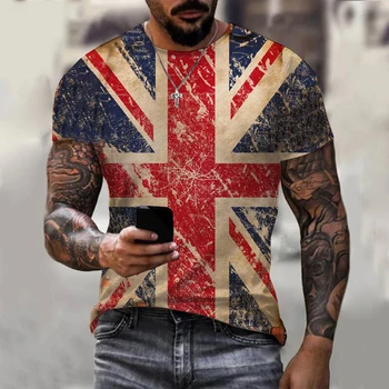 Тениска С Британския Флаг обединено Кралство Великобритания 3D Принт на Мъже, Жени Реколта Ежедневни Негабаритная Тениска С Къс Ръкав, Детски Тениски, Потници, Облекло