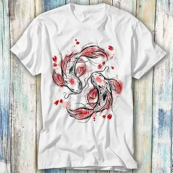 Тениска с изображение на японската риба Кои, подарък под формата на мем, една забавна тениска