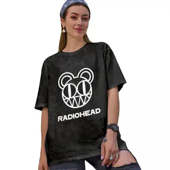 Тениска с Логото на Radiohead Bear В стил Ретро Радио Head, Тениски В Стил Хипи, С Къс Ръкав, Страхотна Тениска, Летни Удобни Памучни Тениски Оверсайз